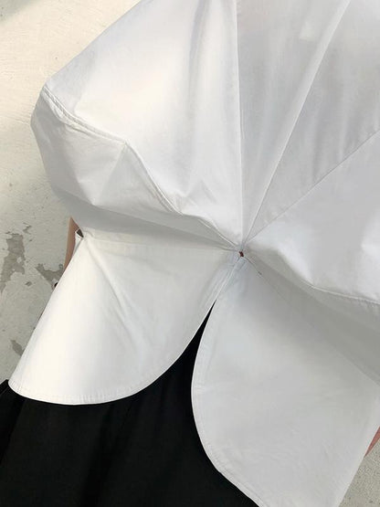 Solid Cropped Half-short Shirt
