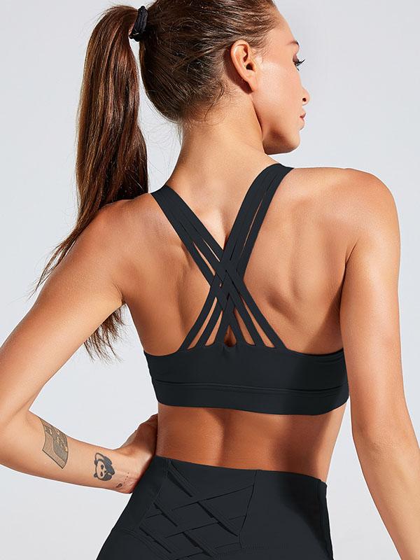 Solid Intersect Bandage Wireless Sports Bra