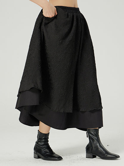 Vintage Tiered Elasticity Waist Loose Skirts