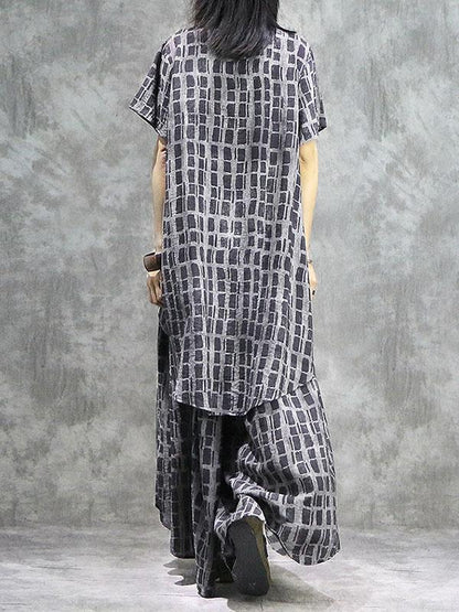 Casual Retro Linen Plaid Suit