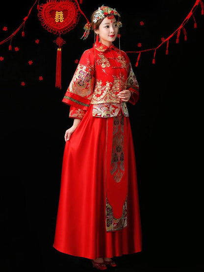 Embroidered Draping Lapel Xiuhe Suit Toast Suit Wedding Dress