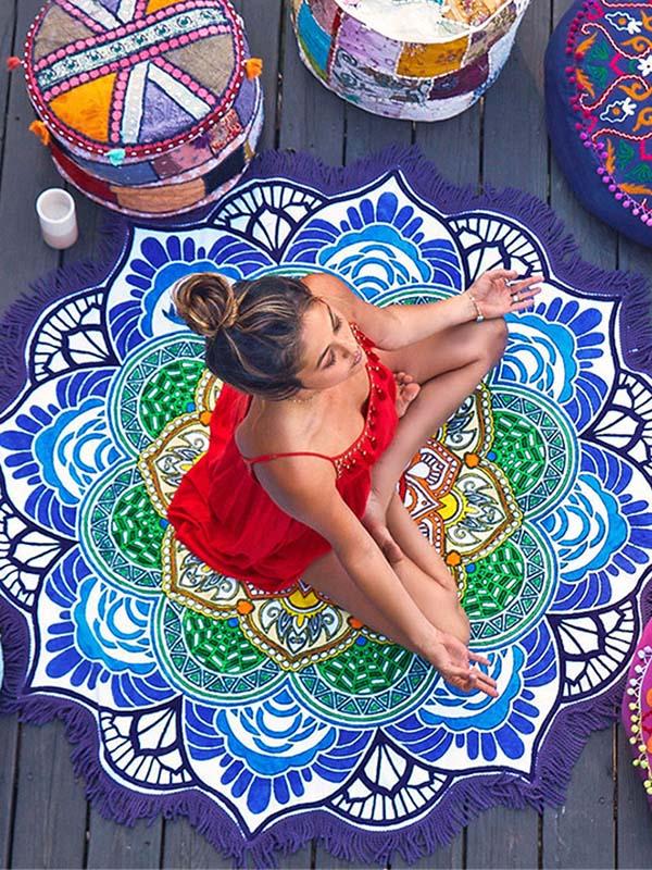 Polygonal Lotus Colorful Beach Mat