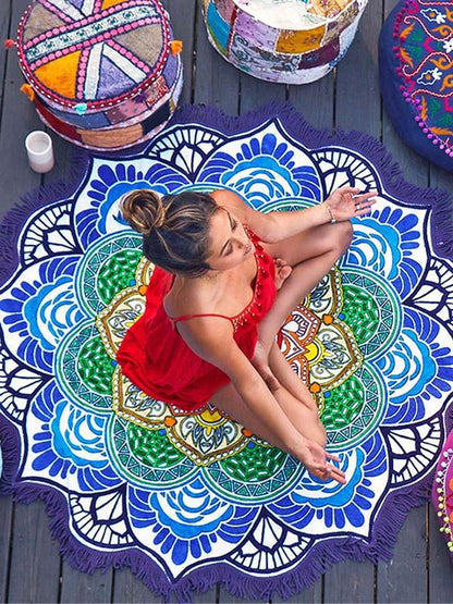 Polygonal Lotus Colorful Beach Mat
