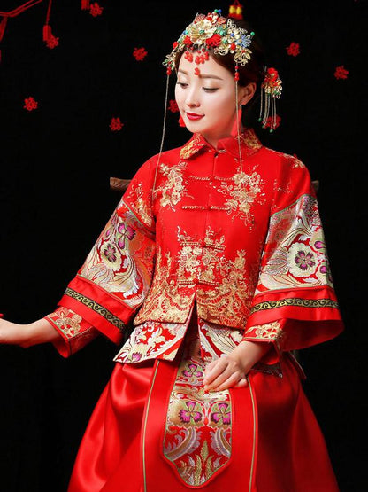 Embroidered Draping Lapel Xiuhe Suit Toast Suit Wedding Dress