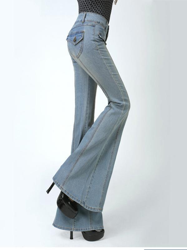 Long Fashion Retro Slim Jeans with Broad Bottoms