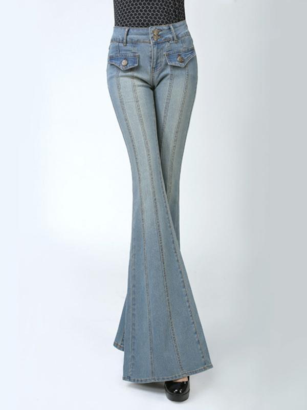 Long Fashion Retro Slim Jeans with Broad Bottoms