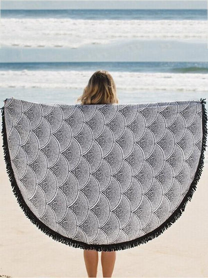 Popular Bohemia Black Tassels Round Beach Mat Yoga Mat