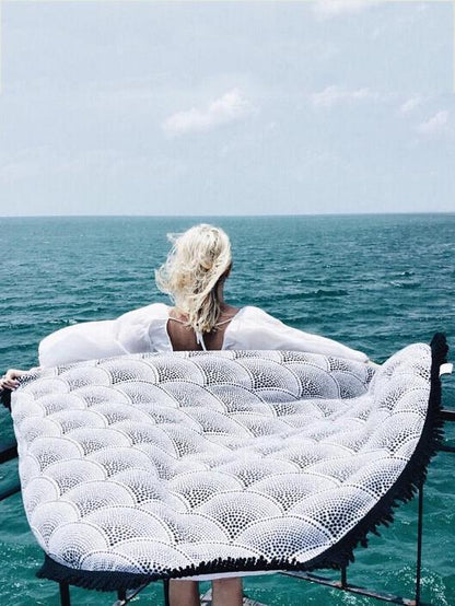 Popular Bohemia Black Tassels Round Beach Mat Yoga Mat
