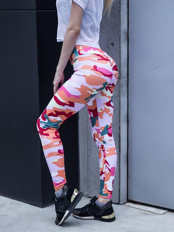 Empire Printed Elastic Wrap Yoga Leggings