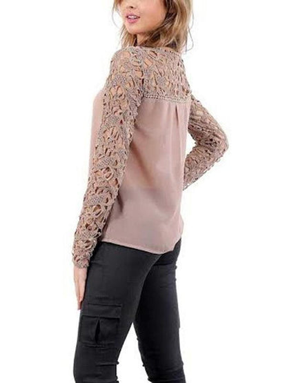Fashion Hollow Lace Blouses&Shirts