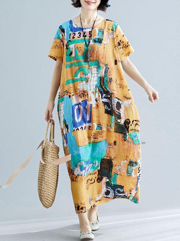 Original Printed Round-Neck Dress