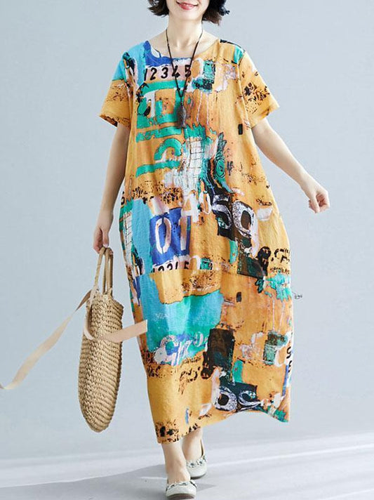 Original Printed Round-Neck Dress