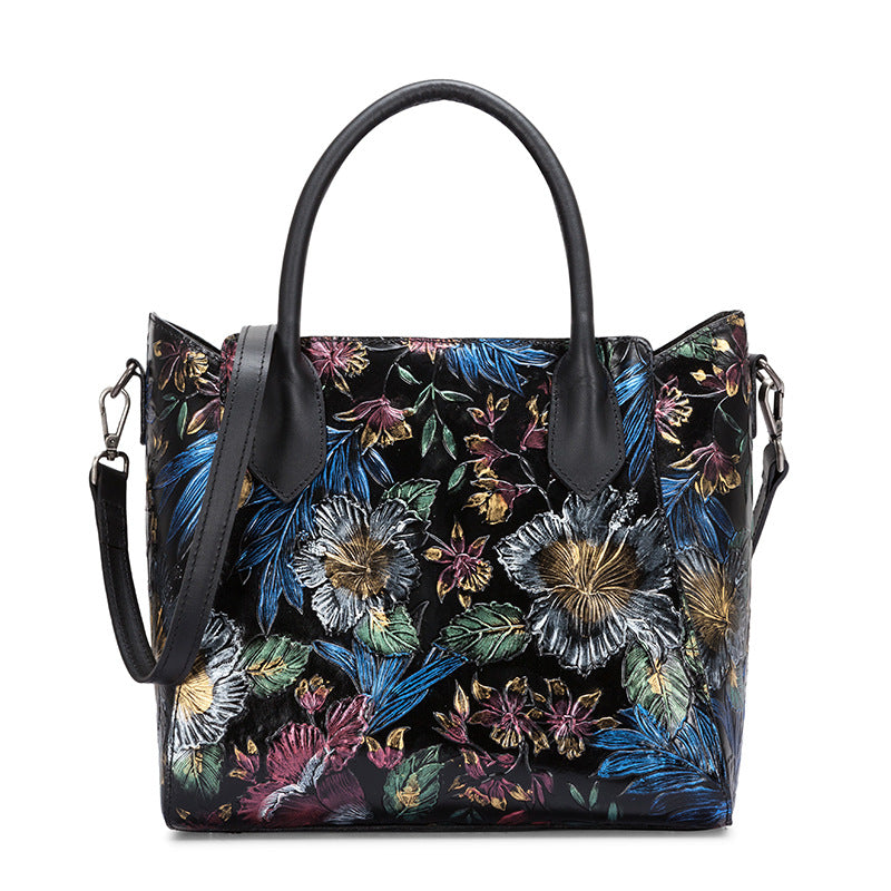 WOMEN GENUINE LEATHER VINTAGE TOTEM DESIGNER HANDBAG SHOULDER BAG