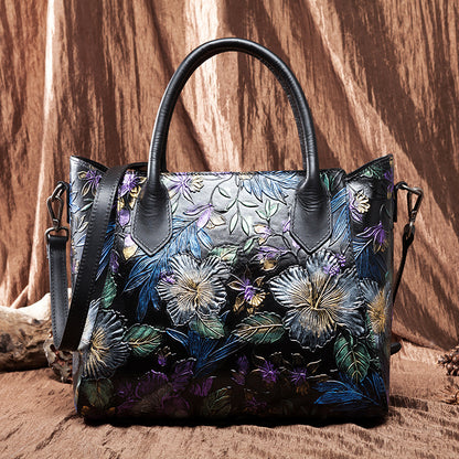 WOMEN GENUINE LEATHER VINTAGE TOTEM DESIGNER HANDBAG SHOULDER BAG