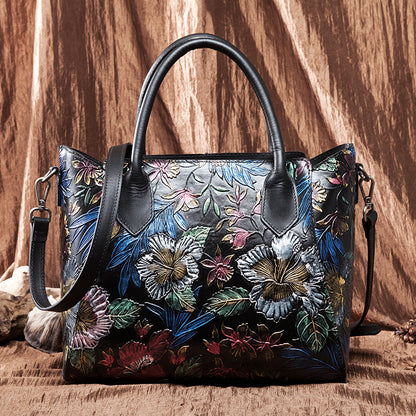 WOMEN GENUINE LEATHER VINTAGE TOTEM DESIGNER HANDBAG SHOULDER BAG