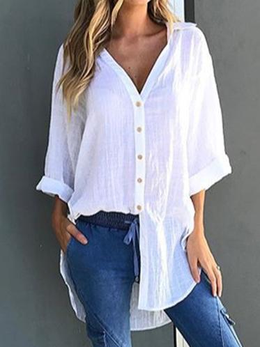 Solid Cropped Bandage V-neck Shirt Top