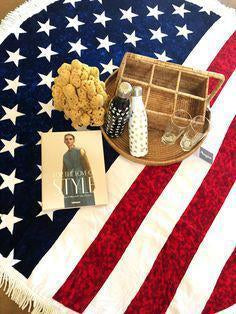 Bohemia Flag Pattern Tassels Round Beach Mat Yoga Mat