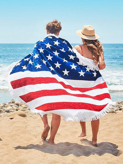 Bohemia Flag Pattern Tassels Round Beach Mat Yoga Mat