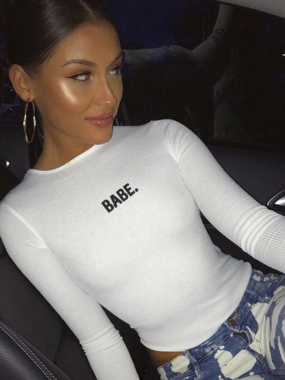 Long Sleeve Letter Printed Bodysuits