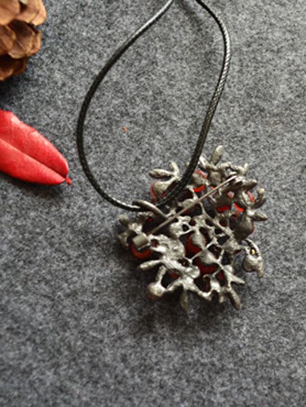 Red Colored Stone With Branch Necklace