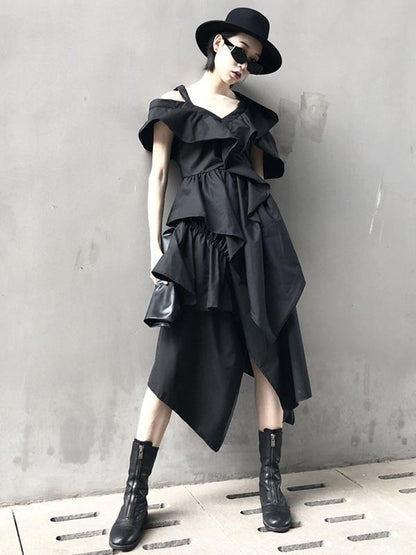 Asymmetric Ruffled Mermaid Skirt