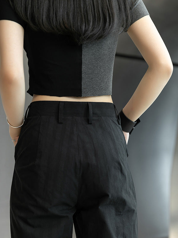 Original Solid Color Harem Irregularity Capri-Pants