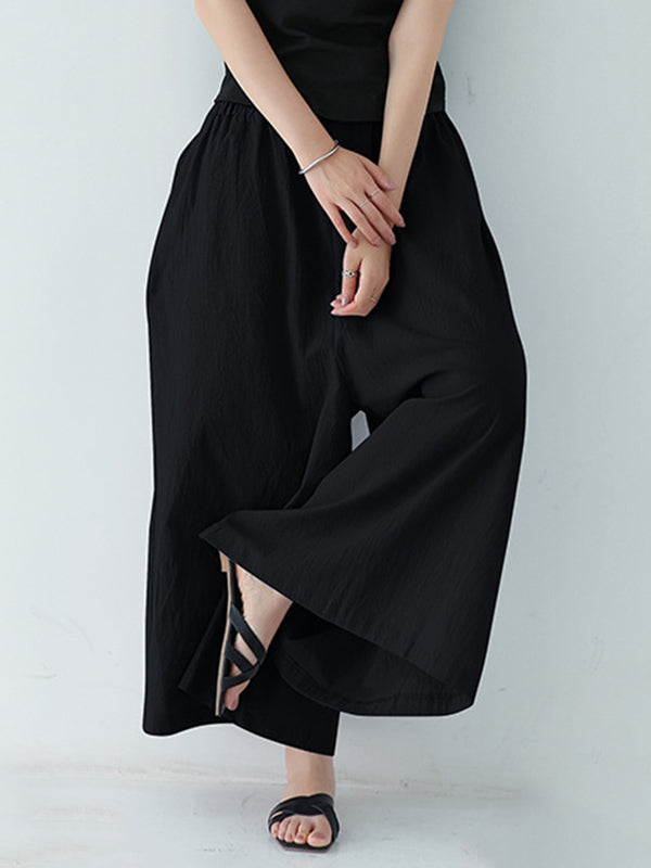 Casual 11 Colors  Solid Column Wide Leg Capri-Pants
