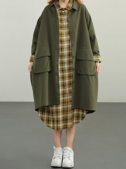 Urban Solid Color Long Sleeves Lapel Trench Coats