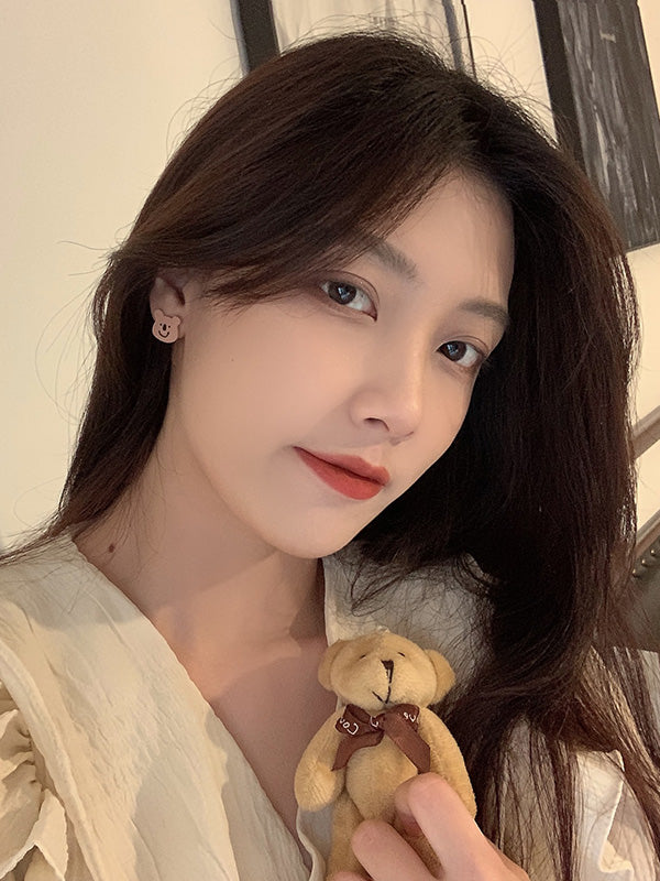 Cute Cartoon Smile Bear Printed Earrings
