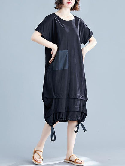 Summer Loose Solid Short Sleeves Dress