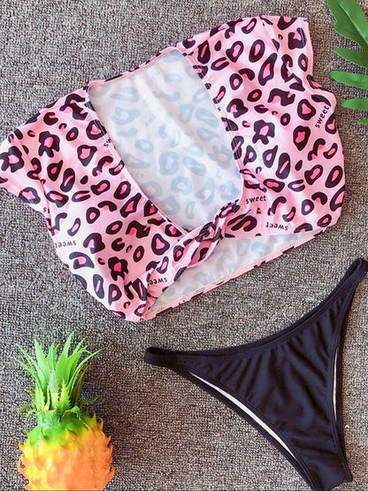 V-neck Short Sleeves Bikinis Swimwear