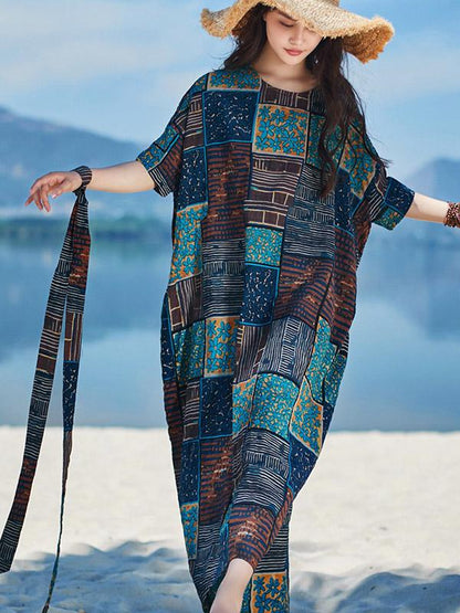 2019 Summer New Original Fashion Loose Oversize Bamboo Hemp Maxi Dress