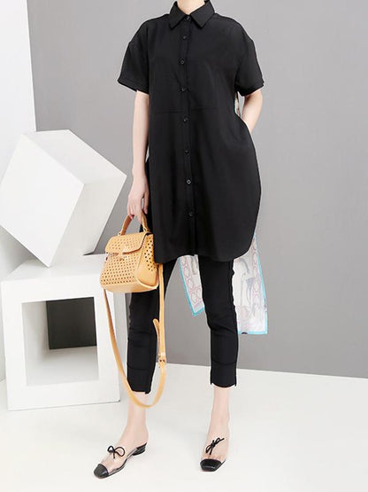 High-low Short Sleeves Backless Shirt
