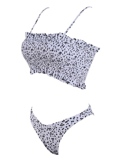 Smocked Spaghetti Strap Bikini Set