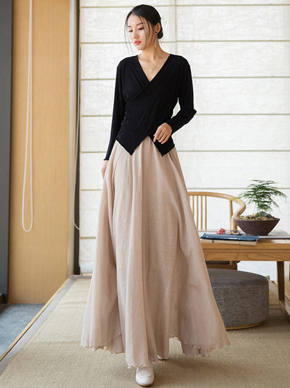 Original Loose Simple Linen Cotton Skirt