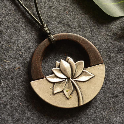 Buykud Simple Alloy Lotus Sweater Chain Long Necklace