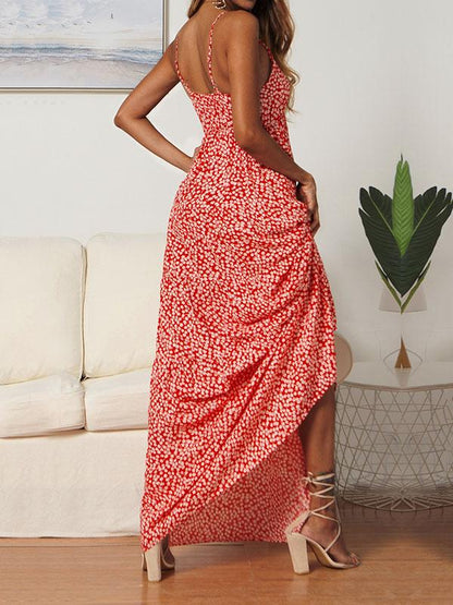 Printed Spaghetti-neck Maxi Dress