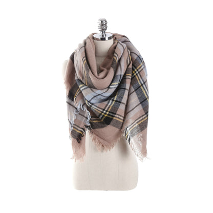 7 COLOR Imitation cashmere warm shawl plaid big square scarf
