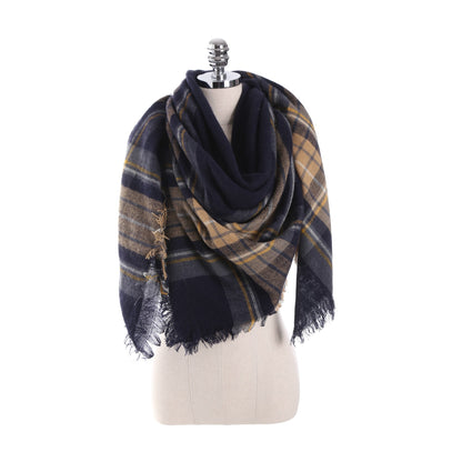 7 COLOR Imitation cashmere warm shawl plaid big square scarf