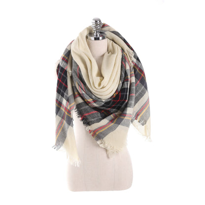7 COLOR Imitation cashmere warm shawl plaid big square scarf