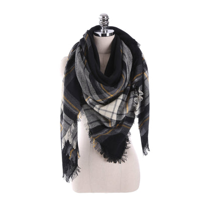 7 COLOR Imitation cashmere warm shawl plaid big square scarf