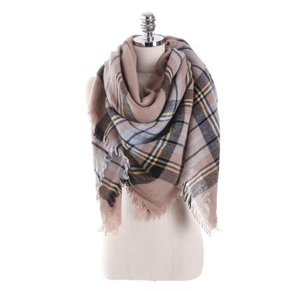 7 COLOR Imitation cashmere warm shawl plaid big square scarf