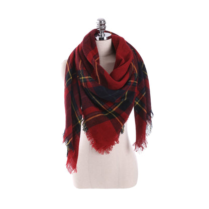 7 COLOR Imitation cashmere warm shawl plaid big square scarf