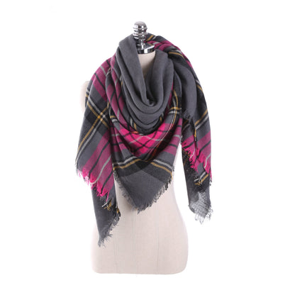 7 COLOR Imitation cashmere warm shawl plaid big square scarf