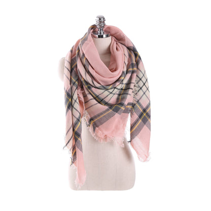 7 COLOR Imitation cashmere warm shawl plaid big square scarf