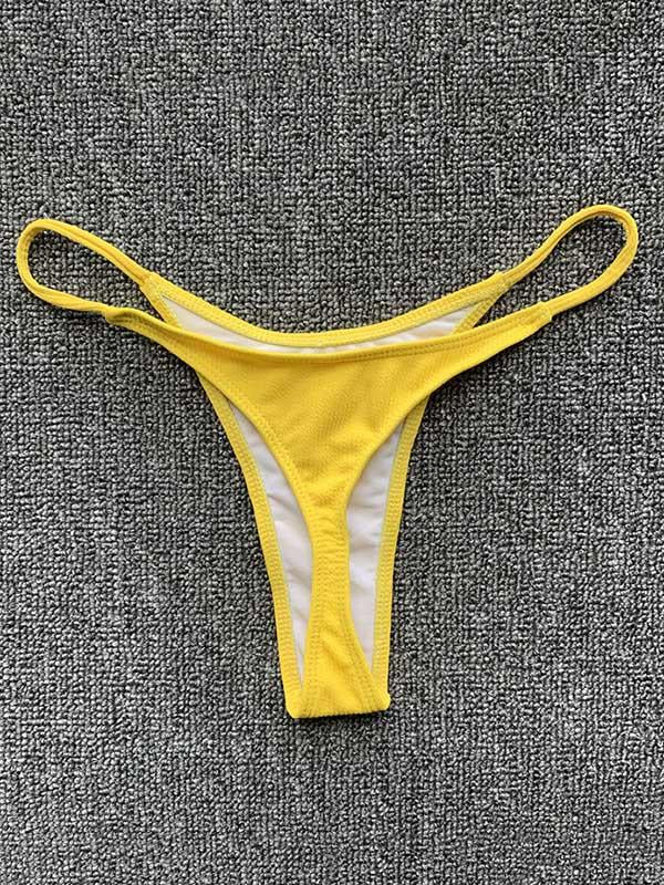Solid Color Triangle Split Bikini Swimsuit