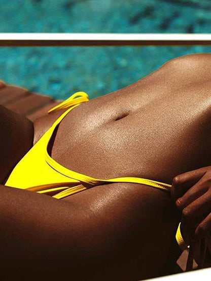 Button Top Knot Side Bottom Bikinis Swimwear