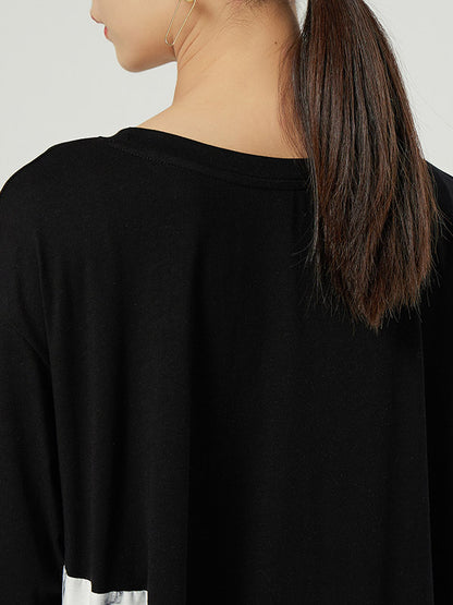 Casual Round-Neck Asymmetric Long Sleeves Midi Dress