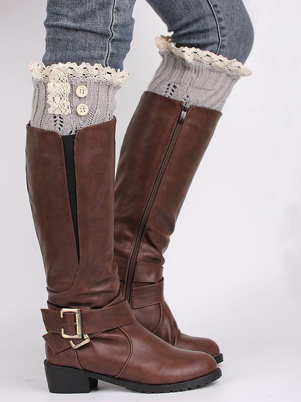 Lace Solid Color Knitting Ankle Socks