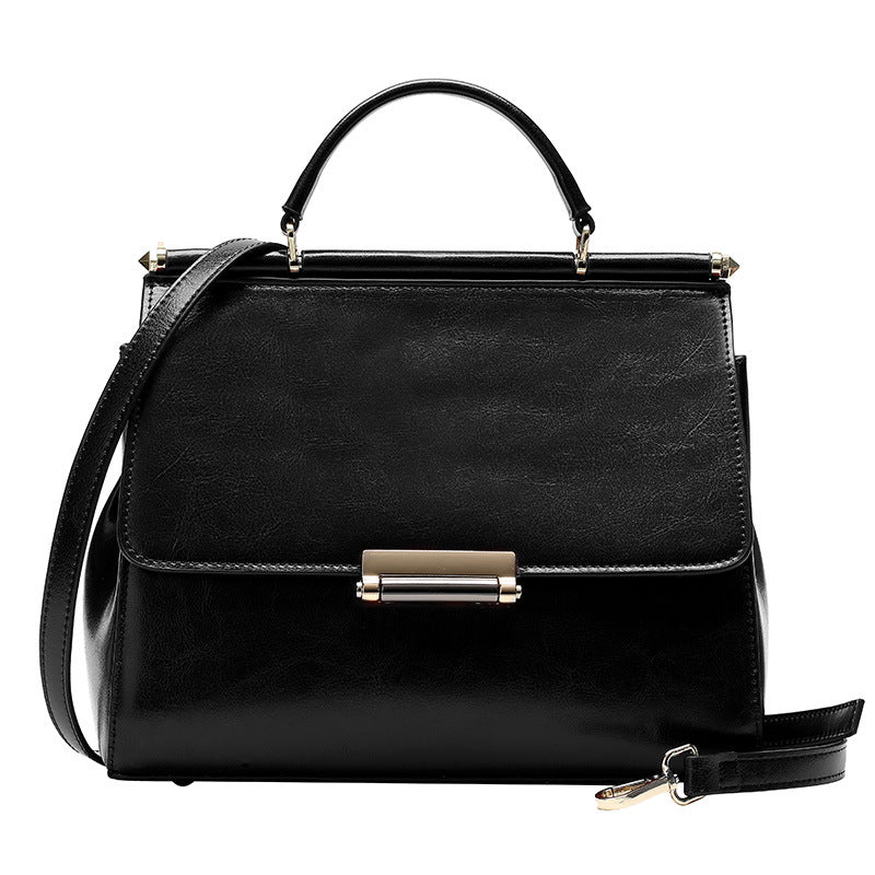 genuine leather-in-water wax cowhide handbag